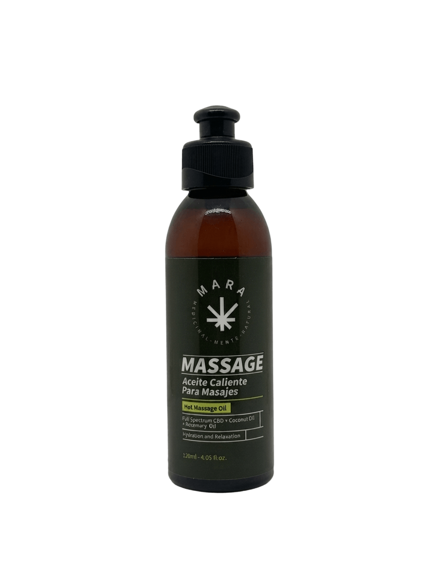Aceite Caliente para Masajes Mara CBD Romero y Coco 120 ml